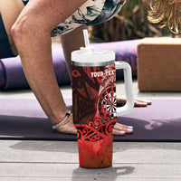 Personalised New Zealand Darts Tumbler With Handle Maori Koru Dartboard Red Flame LT05 - Polynesian Pride