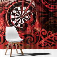 New Zealand Darts Window Curtain Maori Koru Dartboard Red Flame