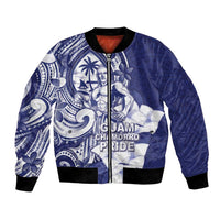 Guam Chief Quipuha Bomber Jacket Polynesian Pattern With Guasali Flowers
