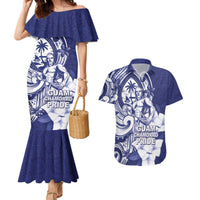 Guam Chief Quipuha Couples Matching Mermaid Dress and Hawaiian Shirt Polynesian Pattern With Guasali Flowers