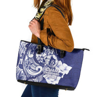 Guam Chief Quipuha Leather Tote Bag Polynesian Pattern With Guasali Flowers