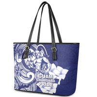 Guam Chief Quipuha Leather Tote Bag Polynesian Pattern With Guasali Flowers
