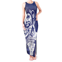 Guam Chief Quipuha Tank Maxi Dress Polynesian Pattern With Guasali Flowers