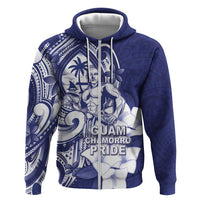 Guam Chief Quipuha Zip Hoodie Polynesian Pattern With Guasali Flowers