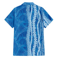 Hawaii Prince Kuhio Family Matching Long Sleeve Bodycon Dress and Hawaiian Shirt Blue Hawaiian Lau Maia With Leis LT05 - Polynesian Pride
