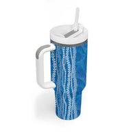 Hawaii Prince Kuhio Tumbler With Handle Blue Hawaiian Lau Maia With Leis