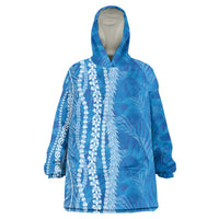 Hawaii Prince Kuhio Wearable Blanket Hoodie Blue Hawaiian Lau Maia With Leis LT05 One Size Blue - Polynesian Pride