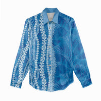 Hawaii Prince Kuhio Women Casual Shirt Blue Hawaiian Lau Maia With Leis LT05 - Polynesian Pride