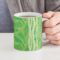 Hawaii Prince Kuhio Ceramic Mug Lime Green Hawaiian Lau Maia With Leis