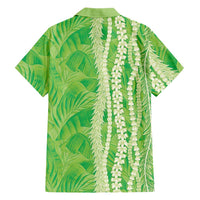 Hawaii Prince Kuhio Family Matching Tank Maxi Dress and Hawaiian Shirt Lime Green Hawaiian Lau Maia With Leis LT05 - Polynesian Pride