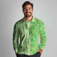Hawaii Prince Kuhio Long Sleeve Polo Shirt Lime Green Hawaiian Lau Maia With Leis LT05 - Polynesian Pride