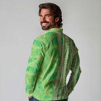 Hawaii Prince Kuhio Long Sleeve Polo Shirt Lime Green Hawaiian Lau Maia With Leis LT05 - Polynesian Pride