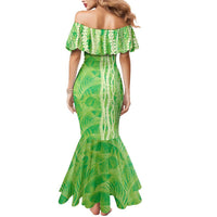 Hawaii Prince Kuhio Mermaid Dress Lime Green Hawaiian Lau Maia With Leis LT05 - Polynesian Pride