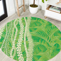Hawaii Prince Kuhio Round Carpet Lime Green Hawaiian Lau Maia With Leis