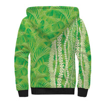 Hawaii Prince Kuhio Sherpa Hoodie Lime Green Hawaiian Lau Maia With Leis LT05 - Polynesian Pride