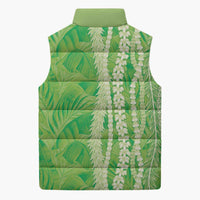 Hawaii Prince Kuhio Sleeveless Puffer Jacket Lime Green Hawaiian Lau Maia With Leis