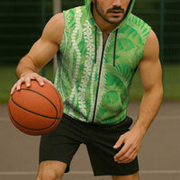 Hawaii Prince Kuhio Sleeveless Zip Hoodie Lime Green Hawaiian Lau Maia With Leis LT05 - Polynesian Pride