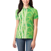 Hawaii Prince Kuhio Women Polo Shirt Lime Green Hawaiian Lau Maia With Leis LT05 - Polynesian Pride