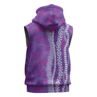 Hawaii Prince Kuhio Sleeveless Hoodie Violet Hawaiian Lau Maia With Leis LT05 - Polynesian Pride