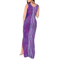 Hawaii Prince Kuhio Tank Maxi Dress Violet Hawaiian Lau Maia With Leis