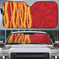 Hawaii Prince Kuhio Auto Sun Shade Red Hawaiian Lau Maia With Leis