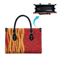 Hawaii Prince Kuhio Leather Bag Red Hawaiian Lau Maia With Leis