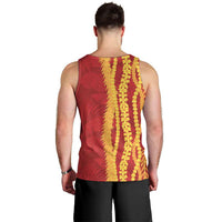 Hawaii Prince Kuhio Men Tank Top Red Hawaiian Lau Maia With Leis