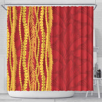 Hawaii Prince Kuhio Shower Curtain Red Hawaiian Lau Maia With Leis