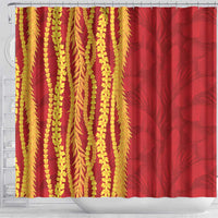 Hawaii Prince Kuhio Shower Curtain Red Hawaiian Lau Maia With Leis
