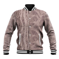 Hawaii Prince Kuhio Baseball Jacket Mocha Hawaiian Lau Maia With Leis
