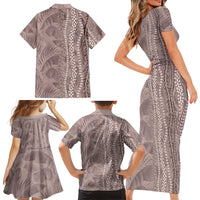 Hawaii Prince Kuhio Family Matching Short Sleeve Bodycon Dress and Hawaiian Shirt Mocha Hawaiian Lau Maia With Leis LT05 - Polynesian Pride