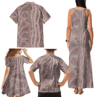Hawaii Prince Kuhio Family Matching Tank Maxi Dress and Hawaiian Shirt Mocha Hawaiian Lau Maia With Leis LT05 - Polynesian Pride