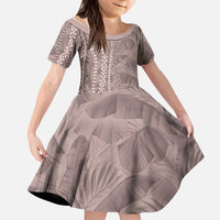 Hawaii Prince Kuhio Kid Short Sleeve Dress Mocha Hawaiian Lau Maia With Leis LT05 KID Mocha - Polynesian Pride