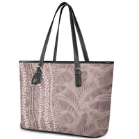 Hawaii Prince Kuhio Leather Tote Bag Mocha Hawaiian Lau Maia With Leis