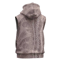 Hawaii Prince Kuhio Sleeveless Hoodie Mocha Hawaiian Lau Maia With Leis LT05 - Polynesian Pride