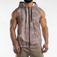 Hawaii Prince Kuhio Sleeveless Zip Hoodie Mocha Hawaiian Lau Maia With Leis LT05 - Polynesian Pride
