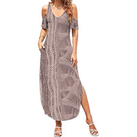 Hawaii Prince Kuhio Summer Maxi Dress Mocha Hawaiian Lau Maia With Leis
