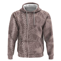 Hawaii Prince Kuhio Zip Hoodie Mocha Hawaiian Lau Maia With Leis