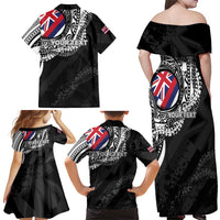 Personalised Hawaii Prince Kuhio Family Matching Off Shoulder Maxi Dress and Hawaiian Shirt Hawaiian Maile Lei