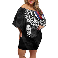 Personalised Hawaii Prince Kuhio Family Matching Off Shoulder Short Dress and Hawaiian Shirt Hawaiian Maile Lei