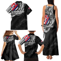 Personalised Hawaii Prince Kuhio Family Matching Tank Maxi Dress and Hawaiian Shirt Hawaiian Maile Lei LT05 - Polynesian Pride