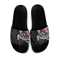 Hawaii Prince Kuhio Slide Sandals Hawaiian Maile Lei LT05 Black - Polynesian Pride