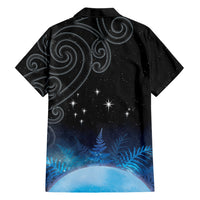 New Zealand Matariki Family Matching Off The Shoulder Long Sleeve Dress and Hawaiian Shirt Pleiades Star Cluster Blue Galaxy LT05 - Polynesian Pride