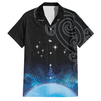 New Zealand Matariki Family Matching Summer Maxi Dress and Hawaiian Shirt Pleiades Star Cluster Blue Galaxy LT05 Dad's Shirt - Short Sleeve Blue - Polynesian Pride