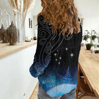 New Zealand Matariki Women Casual Shirt Pleiades Star Cluster Blue Galaxy LT05 - Polynesian Pride