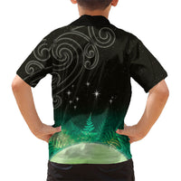 New Zealand Matariki Family Matching Long Sleeve Bodycon Dress and Hawaiian Shirt Pleiades Star Cluster Green Galaxy LT05 - Polynesian Pride