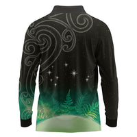 New Zealand Matariki Long Sleeve Polo Shirt Pleiades Star Cluster Green Galaxy LT05 - Polynesian Pride