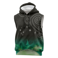 New Zealand Matariki Sleeveless Hoodie Pleiades Star Cluster Green Galaxy