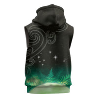 New Zealand Matariki Sleeveless Zip Hoodie Pleiades Star Cluster Green Galaxy LT05 - Polynesian Pride