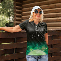 New Zealand Matariki Women Polo Shirt Pleiades Star Cluster Green Galaxy